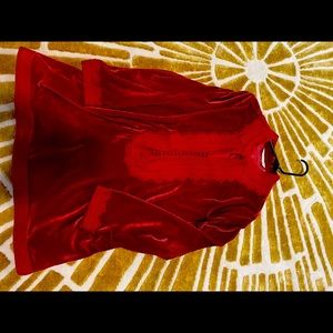 Soft Surroundings | Red Velvet Embroidered Tunic L